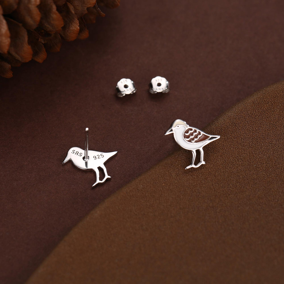 Sterling Silver Shore Bird Wading Bird Stud Earrings