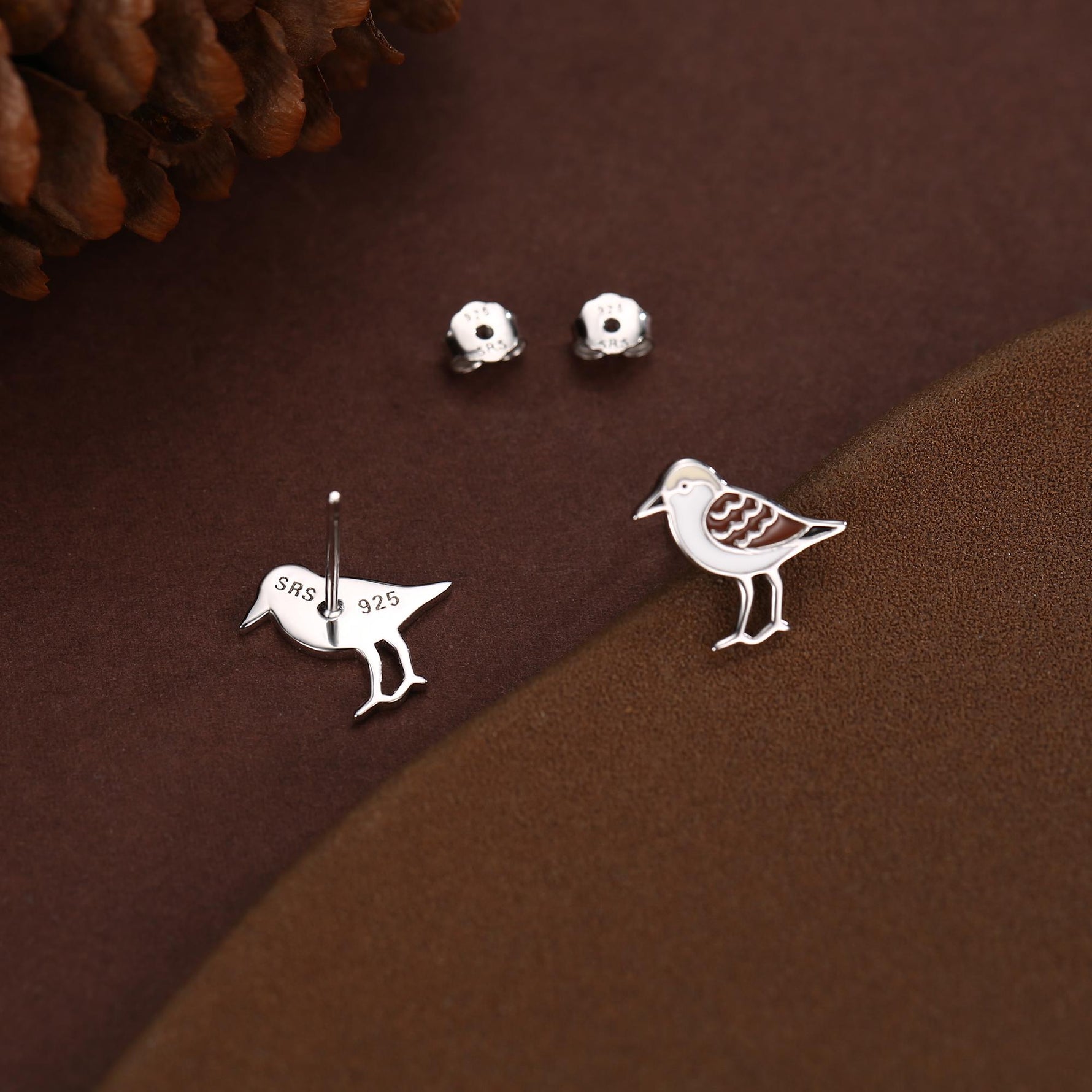 Sterling Silver Shore Bird Wading Bird Stud Earrings