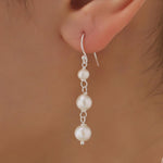 Natural Pearl Trio Drop Hook Earrings in Sterling Silver, Silver or Gold, Irregular Shape Pearl Drop Earrings, Natural Freshwater Pearls