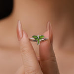 Sterling Silver Green Enamel Lunar Moth Ring