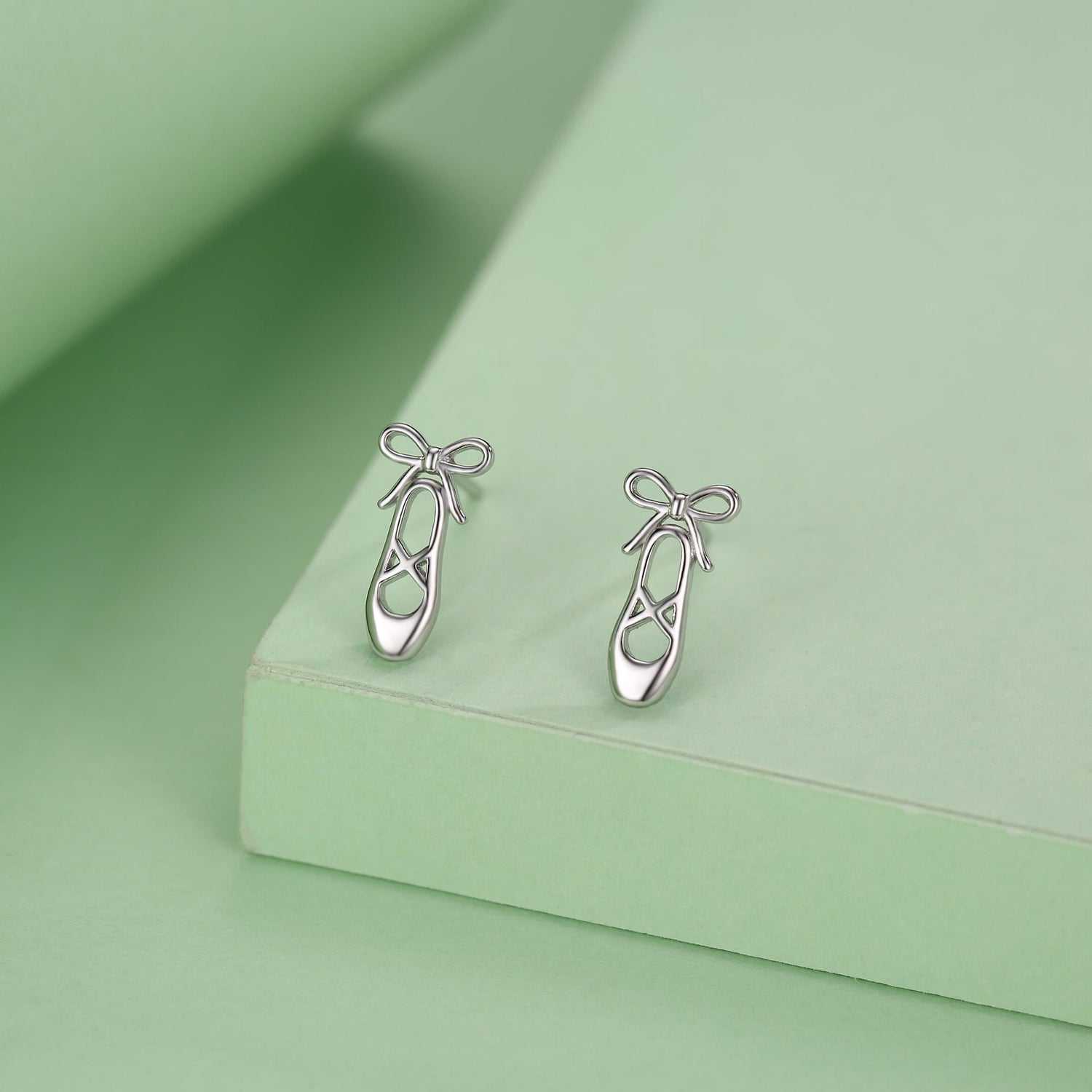 Sterling Silver Ballet Shoe Stud Earrings
