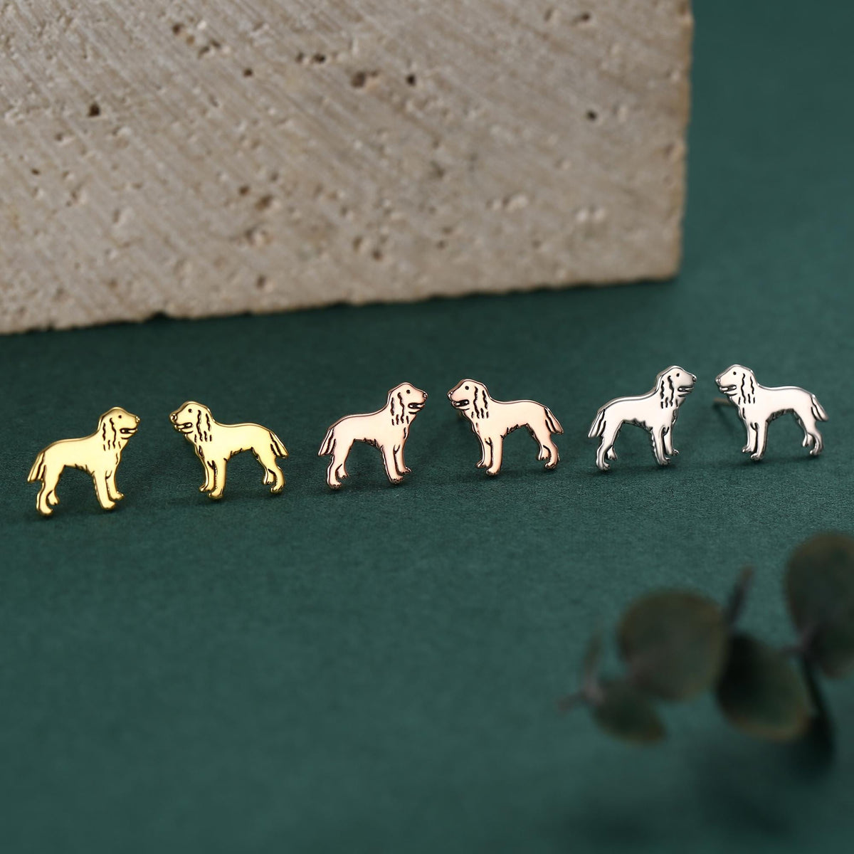 Sterling Silver Cocker Spaniel Stud Earrings