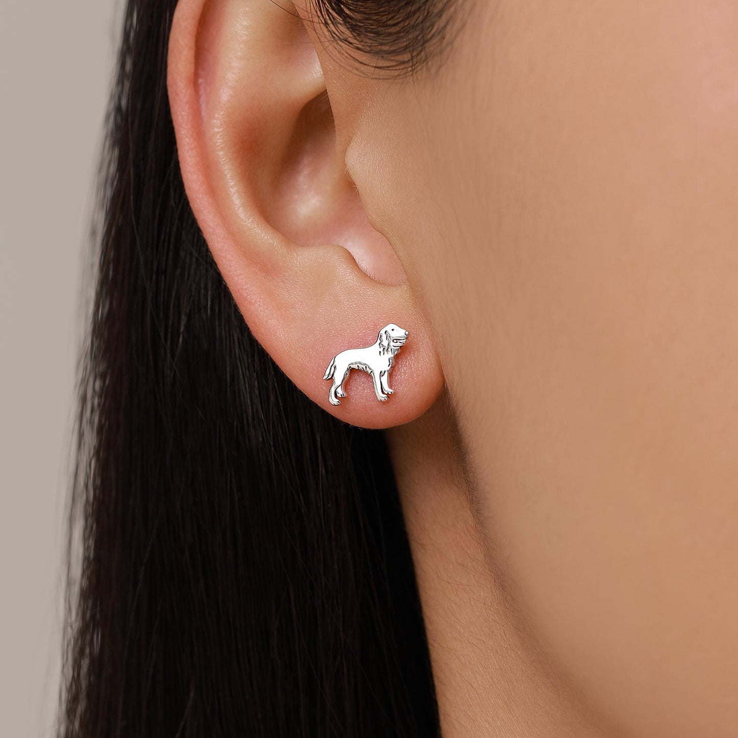 Sterling Silver Cocker Spaniel Stud Earrings