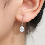 Pear Cut CZ Huggie Drop Earrings in Sterling Silver, Silver or Gold, Minimalist Droplet Dangle Earrings, Drop Earrings