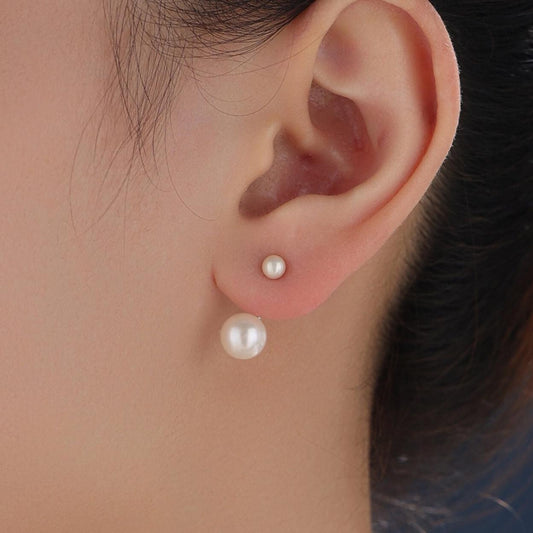 Genuine Freshwater Pearl Ear Jacket in Sterling Silver, Silver or Gold, Front and Back Earrings , Natural Pearl Earrings, Dainty Jewellery
