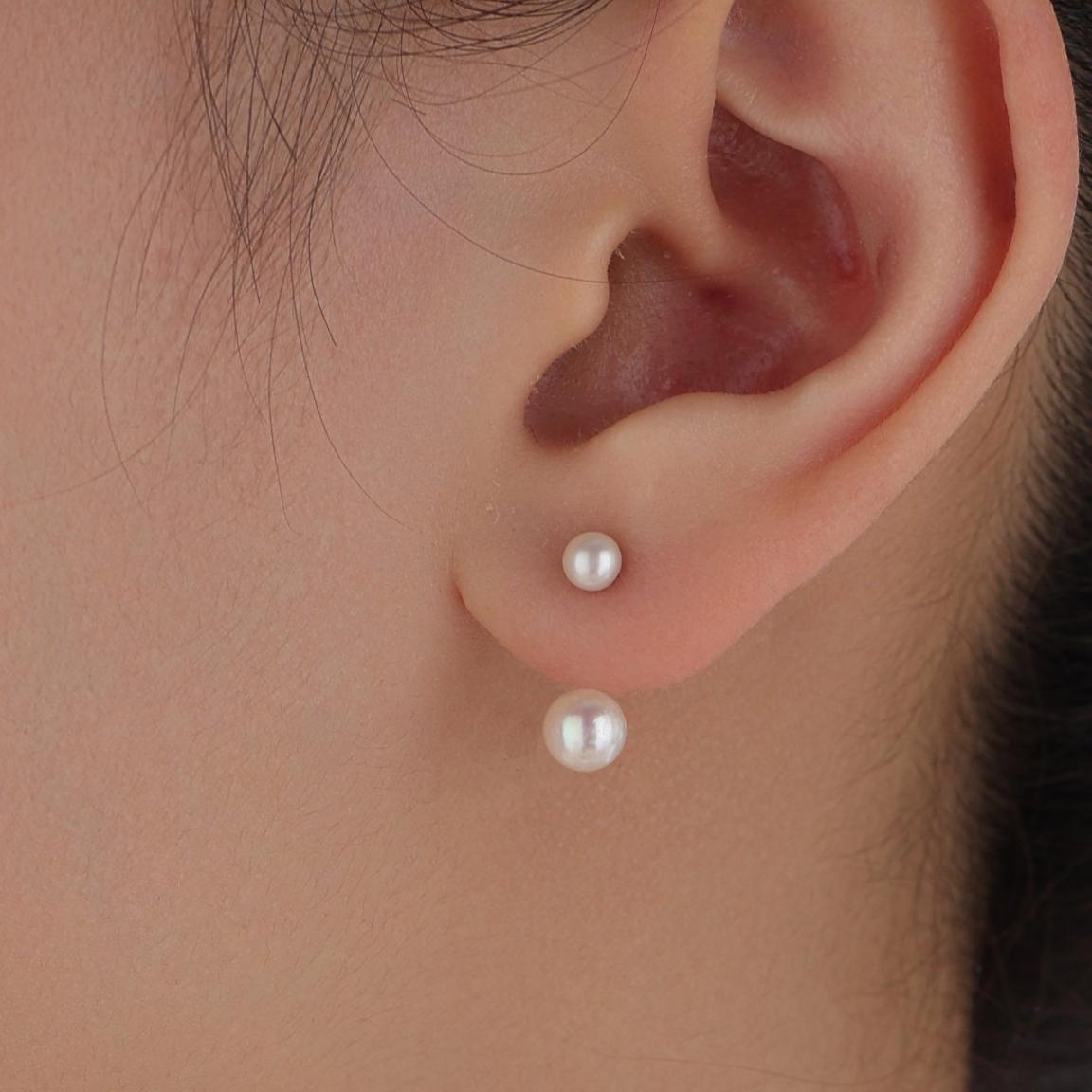Genuine Freshwater Pearl Ear Jacket in Sterling Silver, Silver or Gold, Front and Back Earrings , Natural Pearl Earrings, Dainty Jewellery