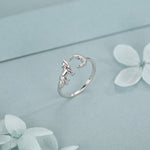Howling Wolf and Moon Open Ring