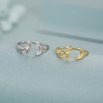 Howling Wolf and Moon Open Ring