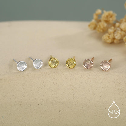 Sterling Silver Sunburst Disk Stud Earrings