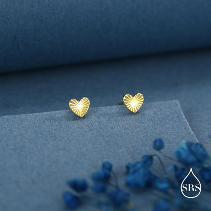 Sterling Silver Sunburst Heart Stud Earrings