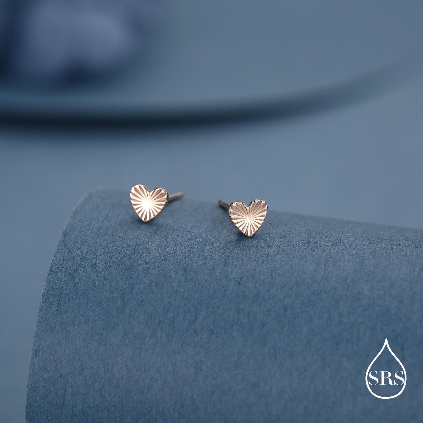 Sterling Silver Sunburst Heart Stud Earrings