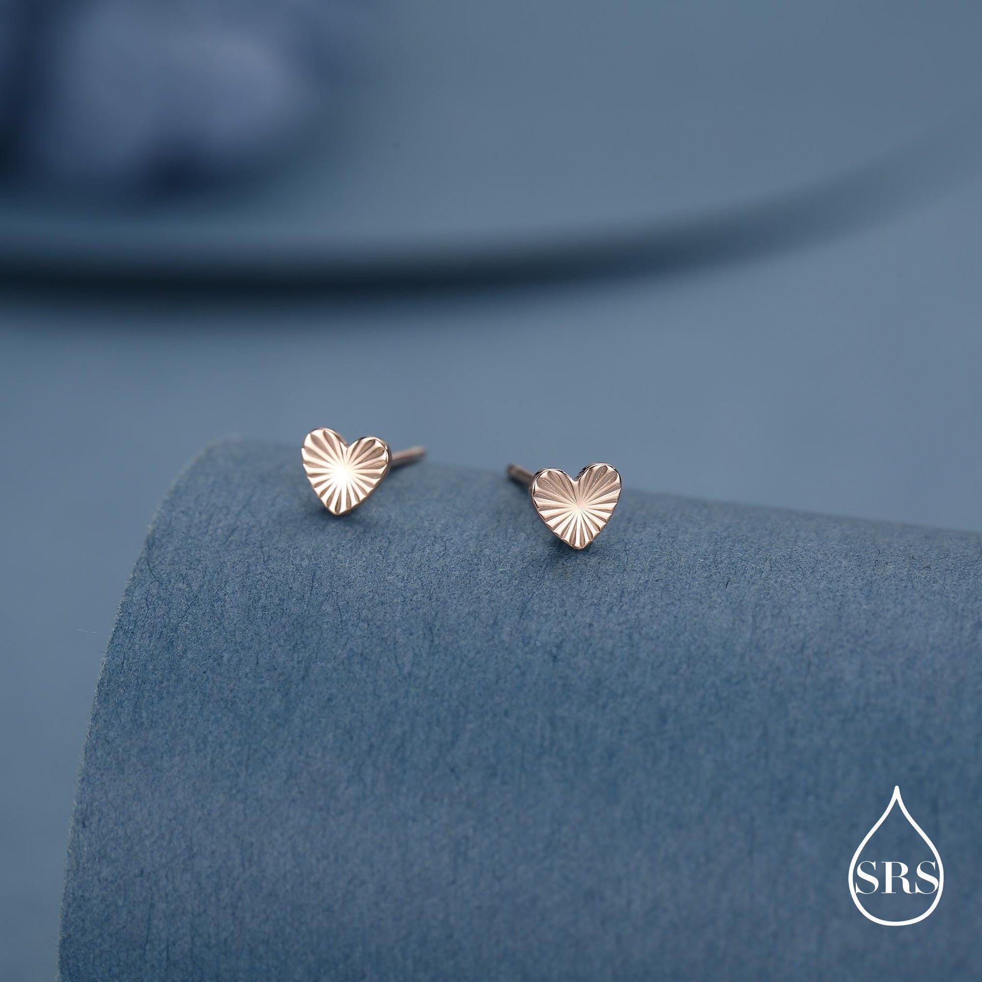 Sterling Silver Sunburst Heart Stud Earrings