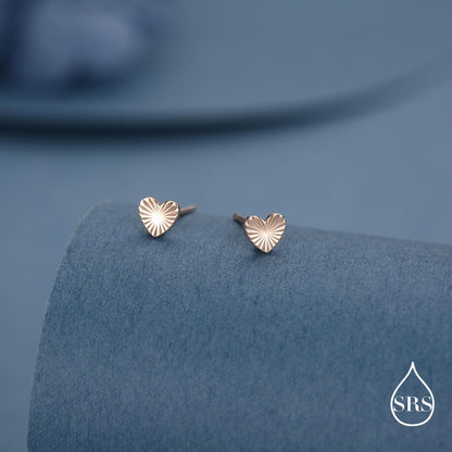 Sterling Silver Sunburst Heart Stud Earrings