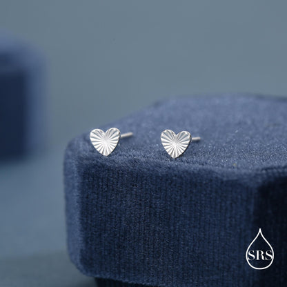Sterling Silver Sunburst Heart Stud Earrings