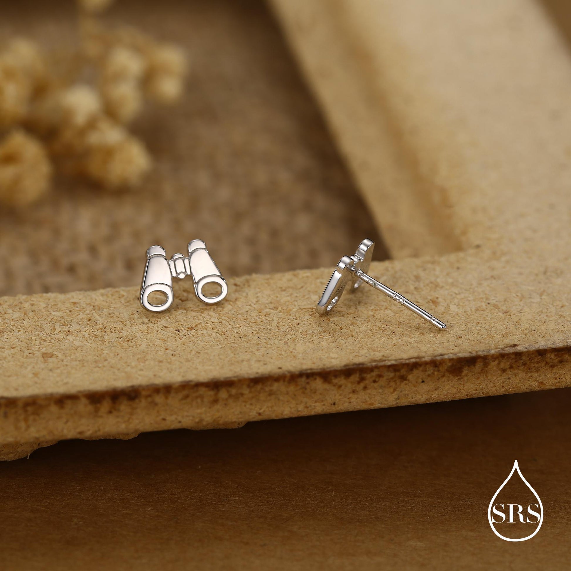 Sterling Silver Binocular Stud Earrings