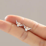 Two Tone Highland Cow Stud Earrings in Sterling Silver, Bull Earrings, Cow Earrings