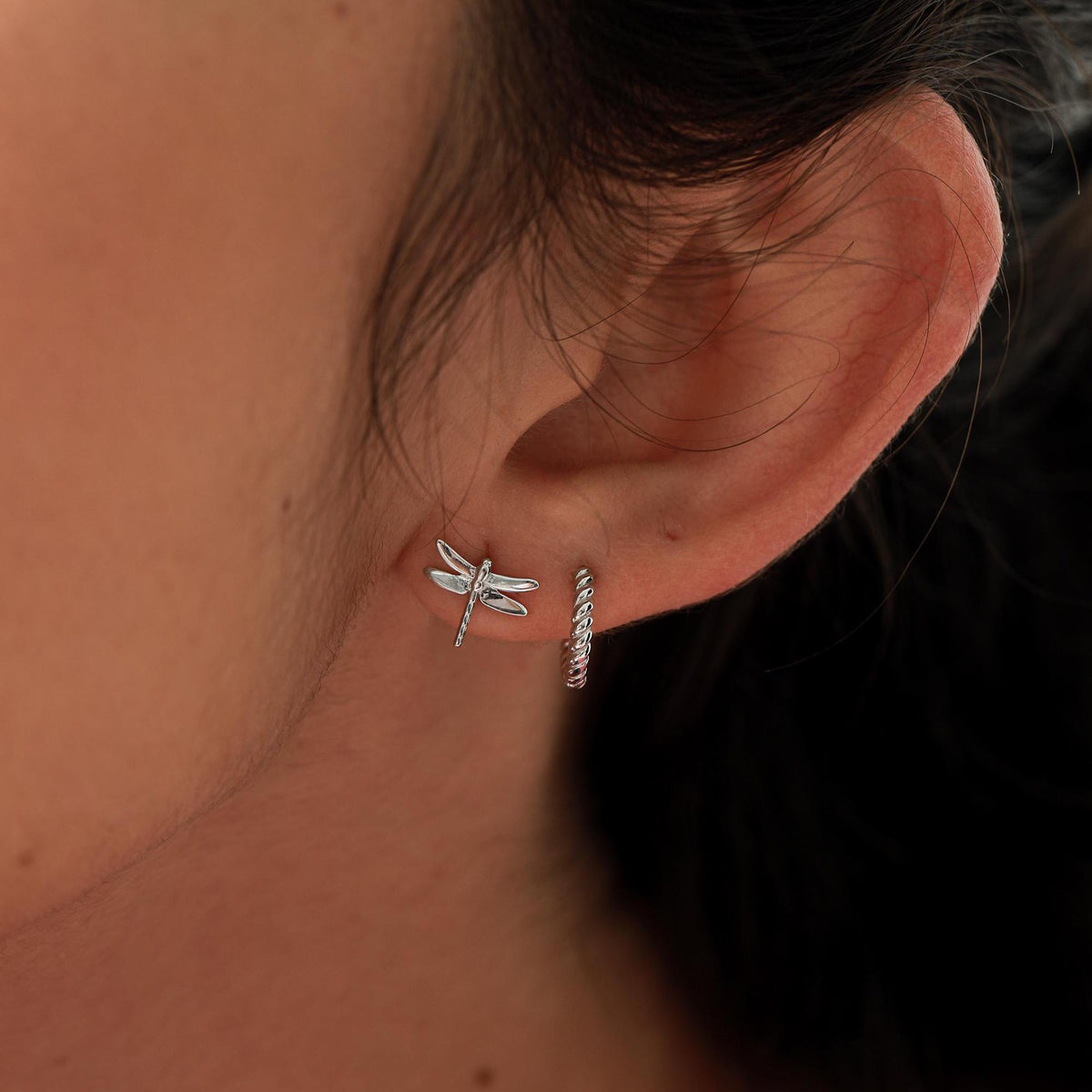 Dragonfly Stud Earrings in Sterling Silver, Cute Fun Quirky Animal Jewellery, Jewelry Gift for Her, Animal Lover, Nature Inspired