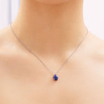 Genuine Lapis Lazuli Pear Necklace in Sterling Silver, Droplet Cabochon Natural Blue Lapis Pendant Necklace