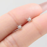 Tiny Starburst Stud Earrings in Sterling Silver, Silver or Gold or Rose Gold, Star Earrings, Sunburst Earrings, Celestial Jewellery