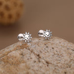 Sterling Silver Cute Sun Stud Earrings 16G Flat Back Labret