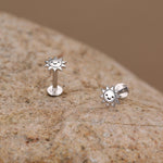 Sterling Silver Cute Sun Stud Earrings 16G Flat Back Labret