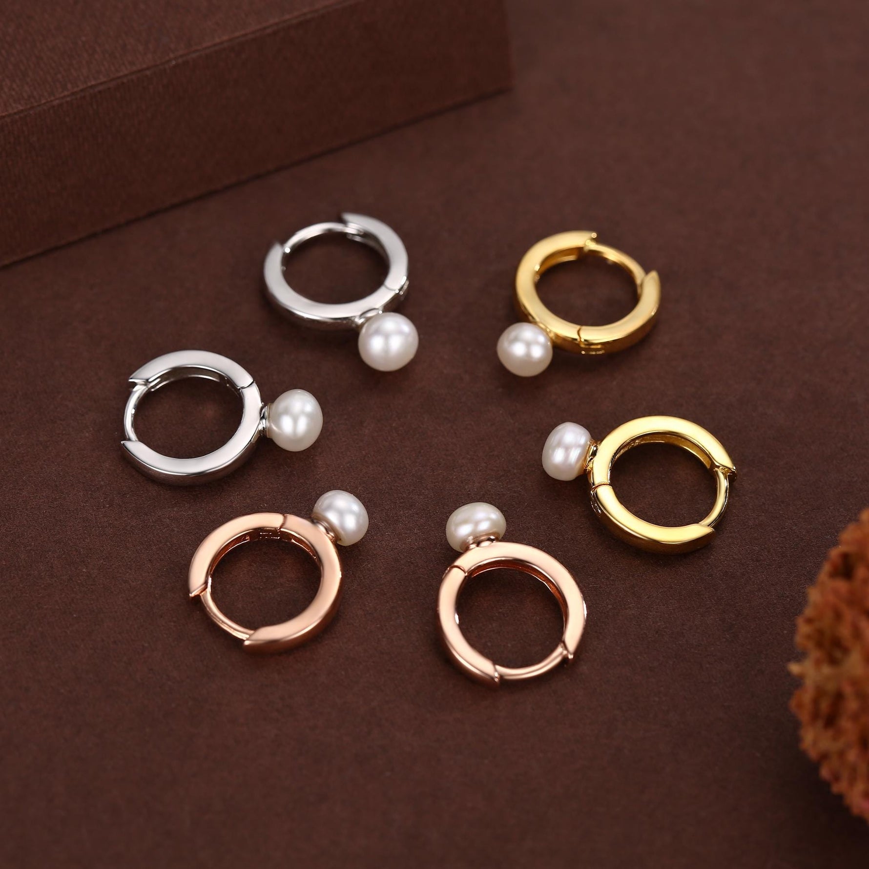 Natural Freshwater Pearl Huggie Hoops, Single Pearl Hoops, Silver or Gold, Genuine Pearl Huggie Hoops, Keshi Pearl Earrings