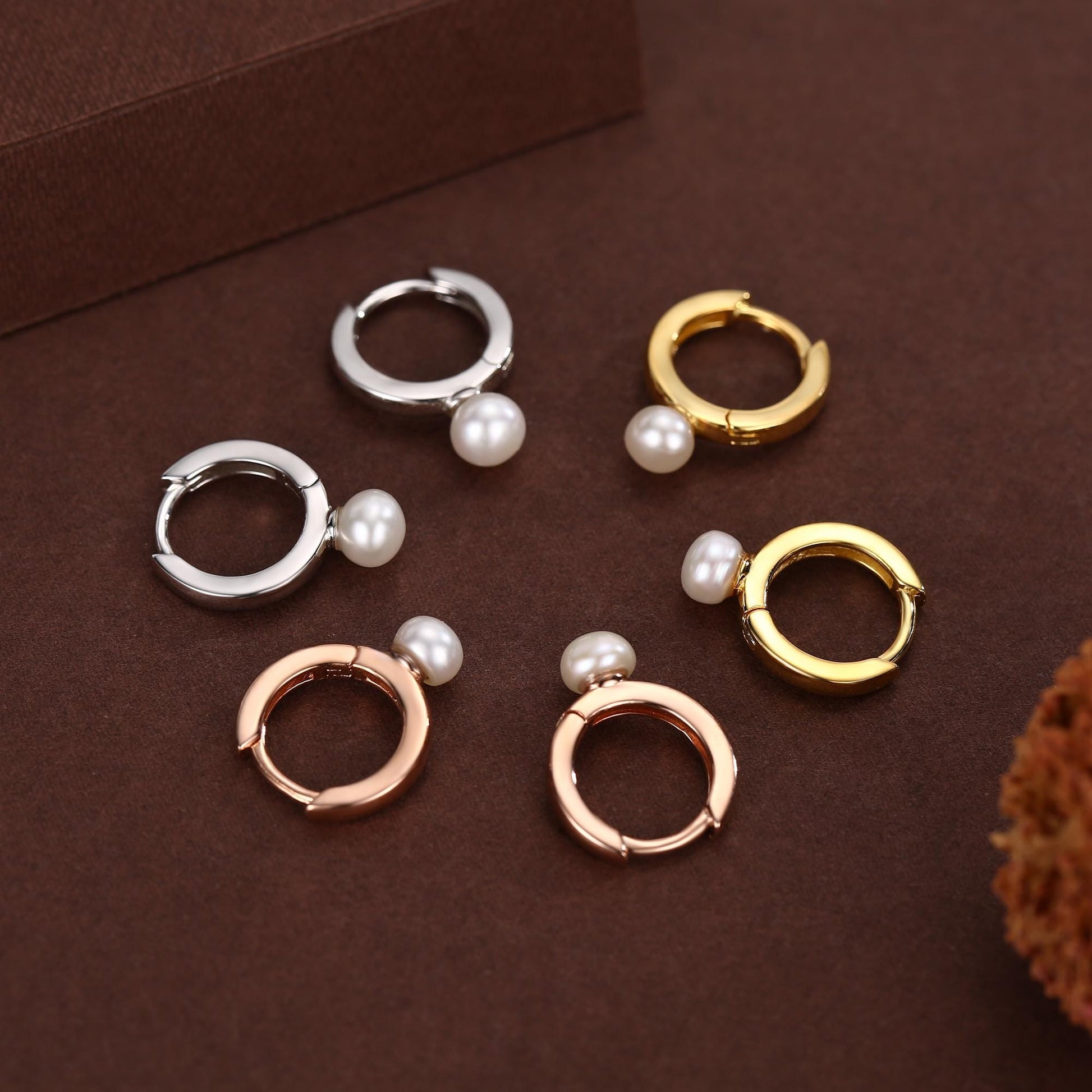 Natural Freshwater Pearl Huggie Hoops, Single Pearl Hoops, Silver or Gold, Genuine Pearl Huggie Hoops, Keshi Pearl Earrings