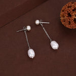 Sterling Silver Natural Freshwater Pearl Ear Jacket Earrings in Sterling Silver, Silver or Gold, Baroque Pearl Ear Jacket, Genuine Pearls