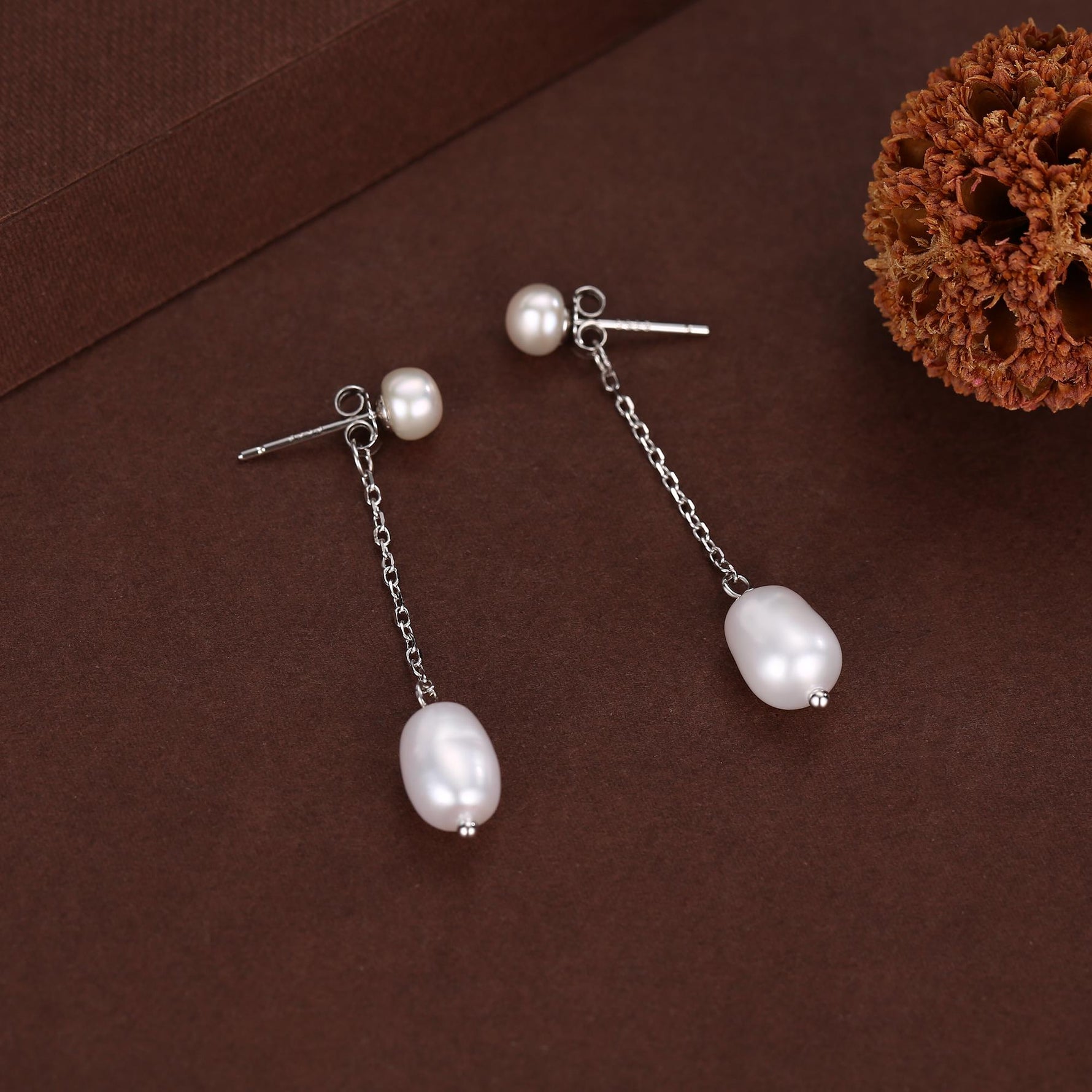 Sterling Silver Natural Freshwater Pearl Ear Jacket Earrings in Sterling Silver, Silver or Gold, Baroque Pearl Ear Jacket, Genuine Pearls