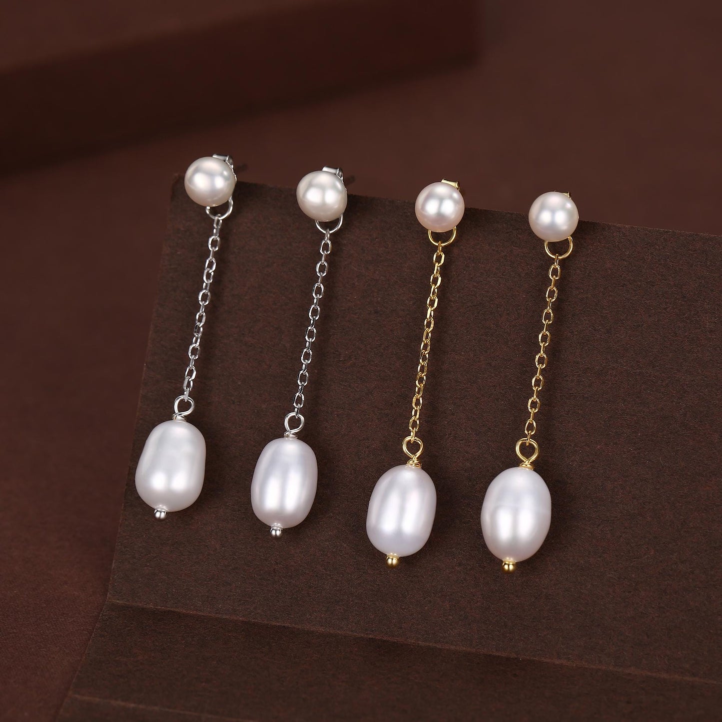 Sterling Silver Natural Freshwater Pearl Ear Jacket Earrings in Sterling Silver, Silver or Gold, Baroque Pearl Ear Jacket, Genuine Pearls