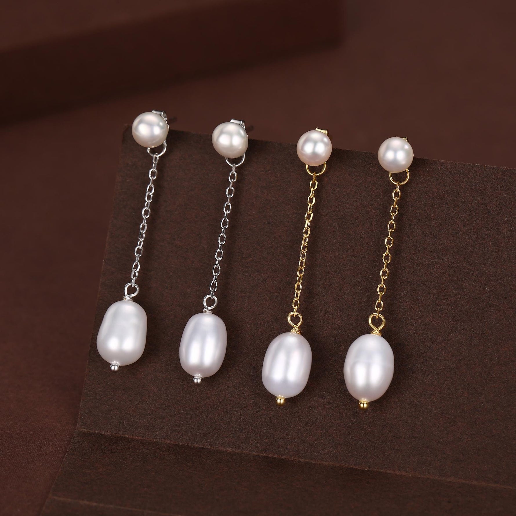 Sterling Silver Natural Freshwater Pearl Ear Jacket Earrings in Sterling Silver, Silver or Gold, Baroque Pearl Ear Jacket, Genuine Pearls