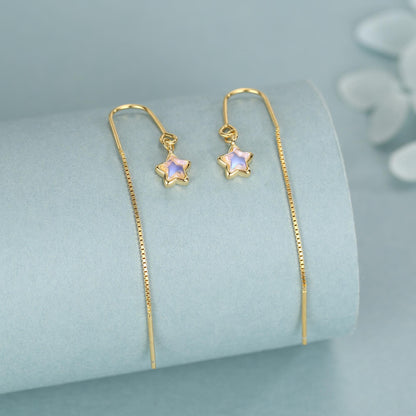 Sterling Silver Opalite Star Threader Earrings