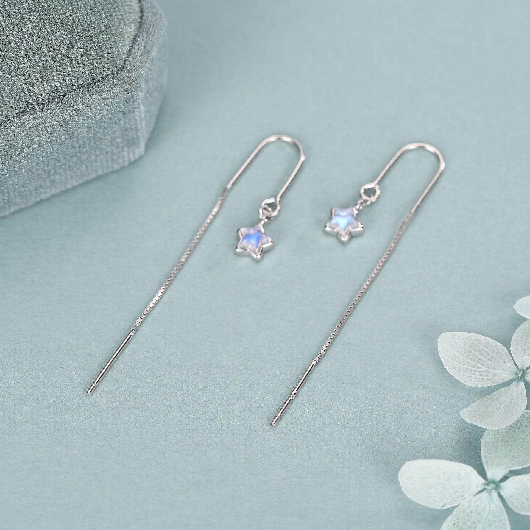 Sterling Silver Opalite Star Threader Earrings