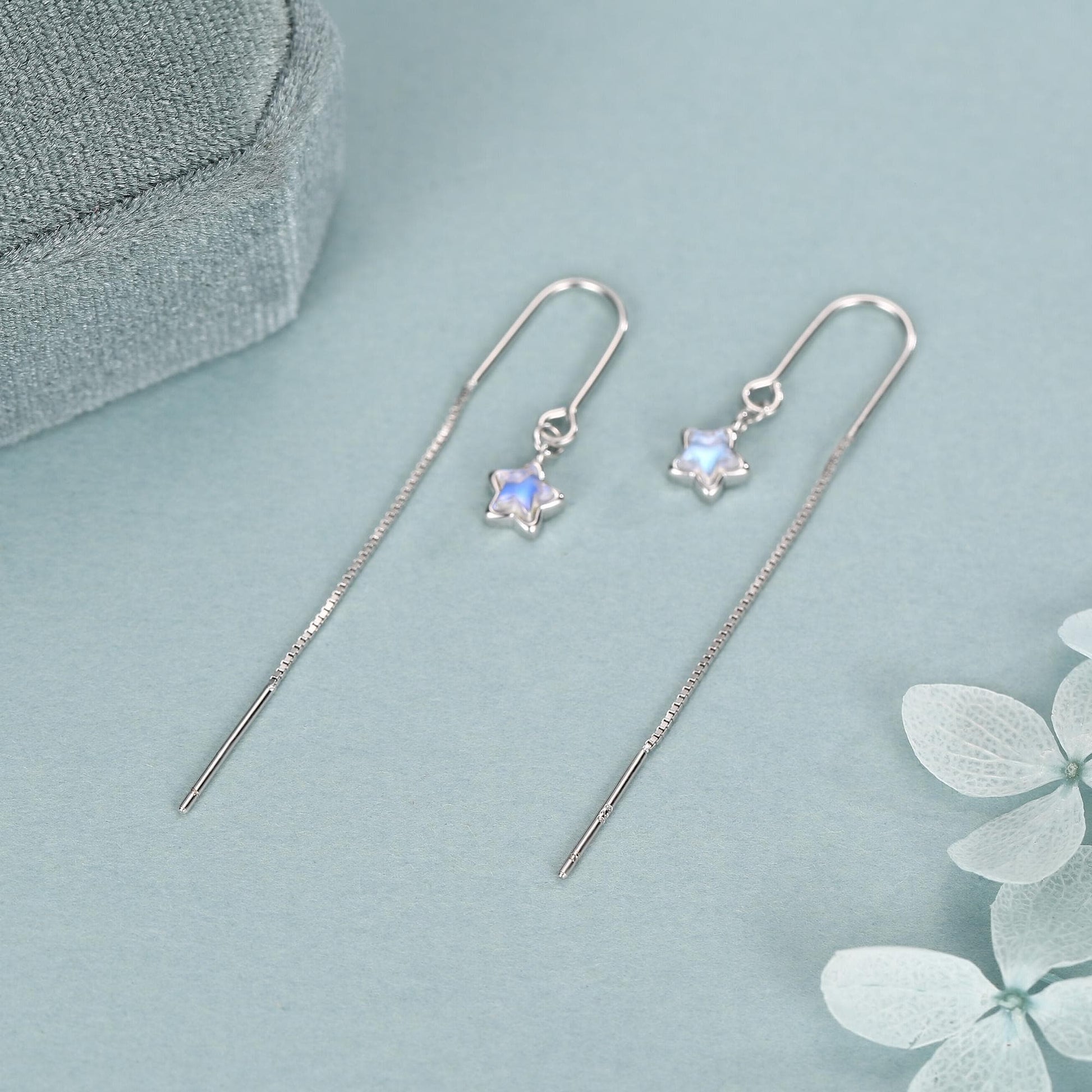 Sterling Silver Opalite Star Threader Earrings