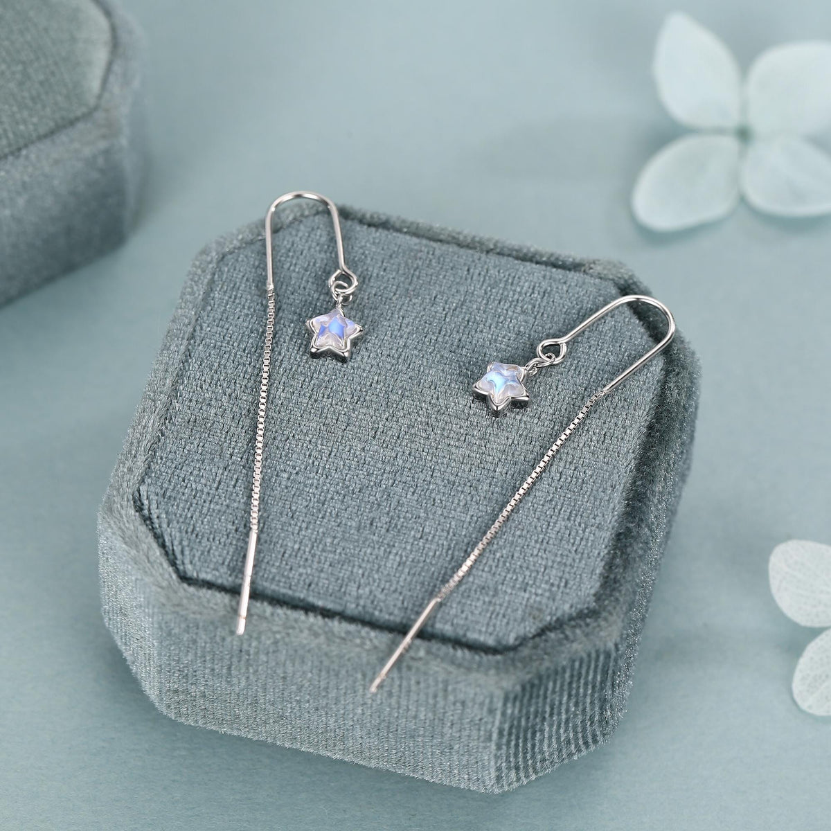 Sterling Silver Opalite Star Threader Earrings