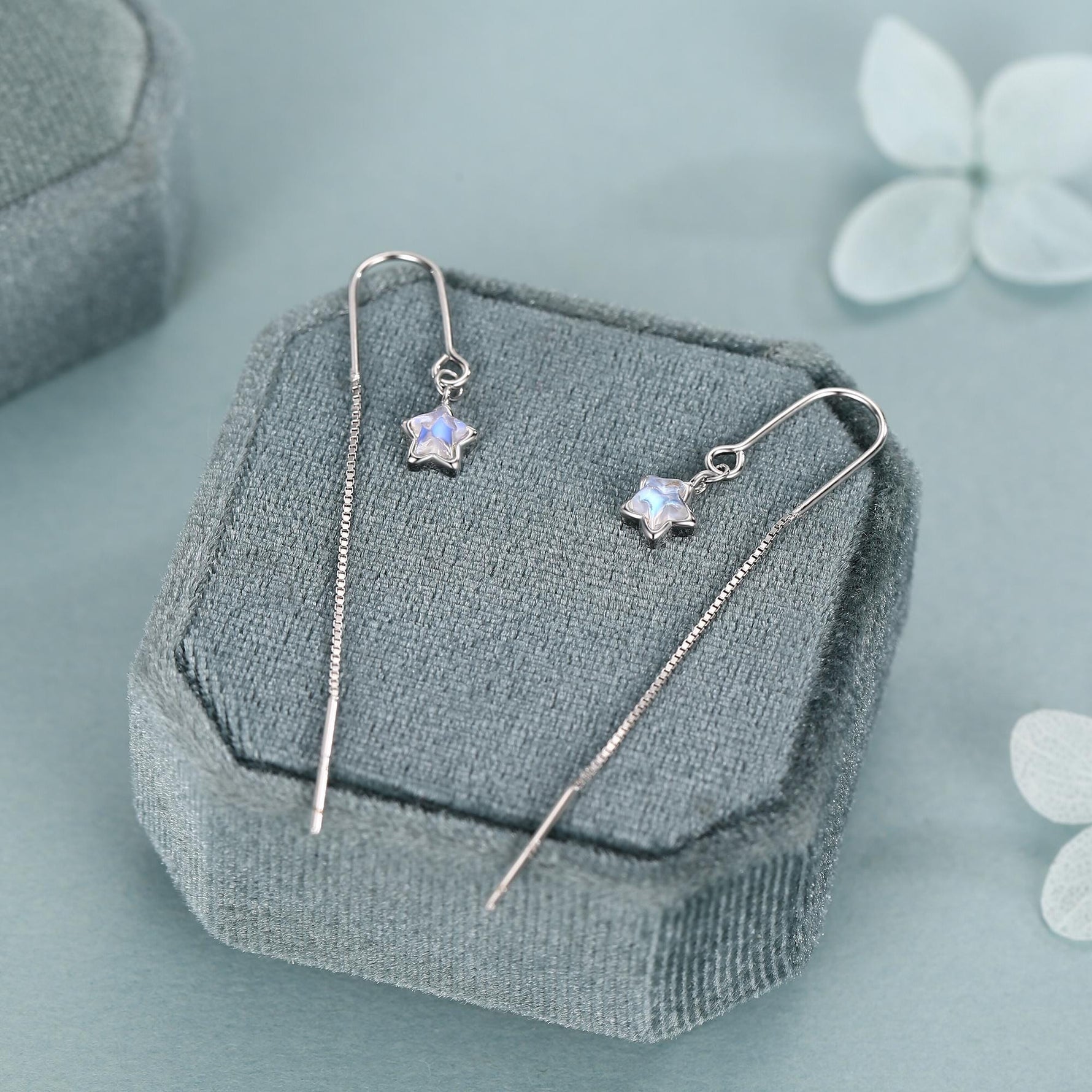 Sterling Silver Opalite Star Threader Earrings