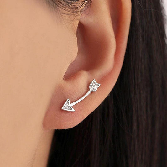 Arrow Crawler Earrings in Sterling Silver with CZ Crystals, Silver or Gold or Rose Gold, CZ Arrow Ear Crawlers, Ear Climbers