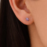 Amethyst Purple Oval CZ Stud Earrings in Sterling Silver, Available in Two Sizes, Oval Cut Crystal Earrings, February Birthstone