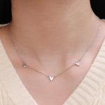Triple Heart Necklace in Sterling Silver, Tiny Three Heart Necklace, Silver, Gold or Rose Gold, Heart Charm Necklace