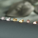 Sterling Silver Sun and Cloud 16G Flat Back Labret Earrings