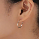 Twisted Strip Mobius Band Large Semi Hoop Stud Earrings in Sterling Silver, Silver or Gold or Rose Gold, Minimalist Contemporary Design