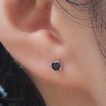 Black CZ 16G Internally Threaded Flat Back Earrings in Sterling Silver
