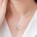 Tiny Blue Tit Bird Pendant Necklace in Sterling Silver, Silver or Gold, Silver Enamel Blue Tit Bird Necklace, Silver Bird Necklace,