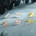 Mismatched Tiger Stud Earrings in Sterling Silver, Silver, Gold or Rose Gold, Asymmetric Tiger Earrings, Nature Inspired Animal Earrings