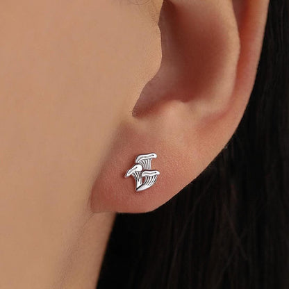 Chanterelle Mushroom Stud Earrings in Sterling Silver, also in Gold or Rose Gold Finish, Small Mushroom Earrings