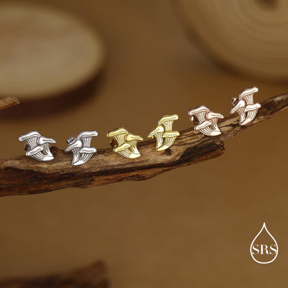 Chanterelle Mushroom Stud Earrings in Sterling Silver, also in Gold or Rose Gold Finish, Small Mushroom Earrings