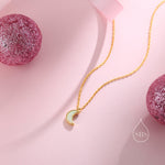 Extra Tiny Opal Moon Necklace in Sterling Silver, Silver or Gold or Rose Gold, Blue Opal or White Opal Necklace