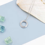 Sterling Silver Four Interlocking Circles Pendant Necklace, Four Entwined Rings for 40s, 40th Infinity Necklace