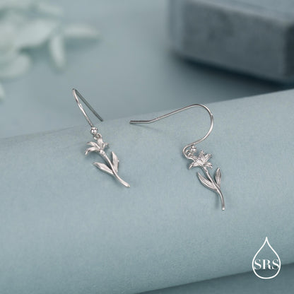 Sterling Silver Lily Flower Drop Earrings