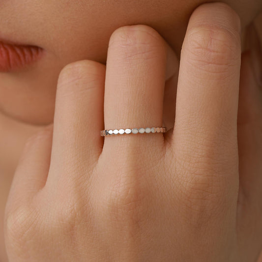 Sterling Silver Beaded Dot Band Ring